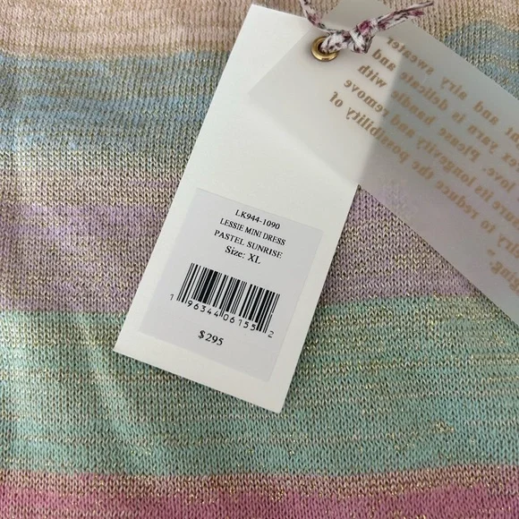 NWT love shack fancy Lessie mini dress rainbow pastel sunrise - Picture 3 of 5